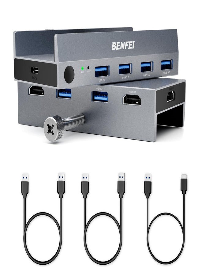 بنفي مفتاح BENFEI USB 3.0 HDMI KVM (8K@60Hz) مزود بـ 4 منافذ USB 3.0 لتوصيل جهازَي كمبيوتر وشاشة ولوحة مفاتيح وفأرة معًا. - Image 1
